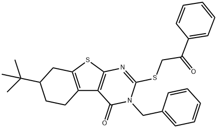 3-benzyl-7-tert-butyl-2-[(2-oxo-2-phenylethyl)sulfanyl]-5,6,7,8-tetrahydro[1]benzothieno[2,3-d]pyrimidin-4(3H)-one 구조식 이미지