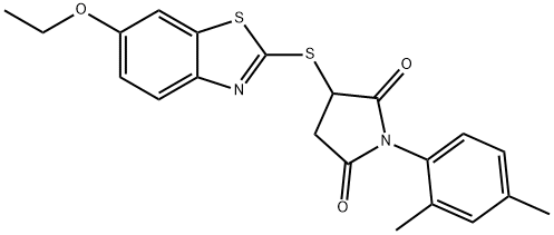 1-(2,4-dimethylphenyl)-3-[(6-ethoxy-1,3-benzothiazol-2-yl)sulfanyl]-2,5-pyrrolidinedione Structure