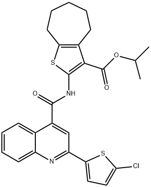 isopropyl 2-({[2-(5-chloro-2-thienyl)-4-quinolinyl]carbonyl}amino)-5,6,7,8-tetrahydro-4H-cyclohepta[b]thiophene-3-carboxylate 구조식 이미지