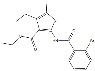 ethyl 2-[(2-bromobenzoyl)amino]-4-ethyl-5-methyl-3-thiophenecarboxylate 구조식 이미지