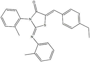5-(4-ethylbenzylidene)-3-(2-methylphenyl)-2-[(2-methylphenyl)imino]-1,3-thiazolidin-4-one 구조식 이미지