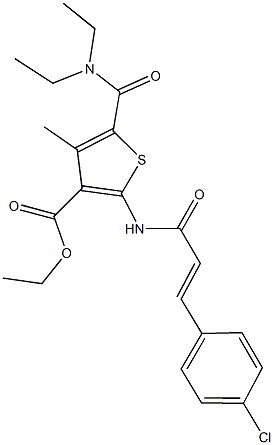 ethyl 2-{[3-(4-chlorophenyl)acryloyl]amino}-5-[(diethylamino)carbonyl]-4-methyl-3-thiophenecarboxylate 구조식 이미지