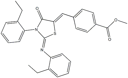 methyl 4-({3-(2-ethylphenyl)-2-[(2-ethylphenyl)imino]-4-oxo-1,3-thiazolidin-5-ylidene}methyl)benzoate 구조식 이미지