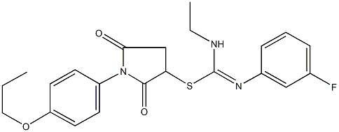 2,5-dioxo-1-(4-propoxyphenyl)-3-pyrrolidinyl N-ethyl-N'-(3-fluorophenyl)imidothiocarbamate 구조식 이미지