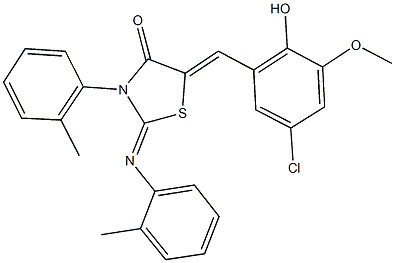 5-(5-chloro-2-hydroxy-3-methoxybenzylidene)-3-(2-methylphenyl)-2-[(2-methylphenyl)imino]-1,3-thiazolidin-4-one Structure