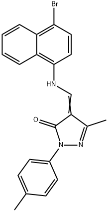 4-{[(4-bromo-1-naphthyl)amino]methylene}-5-methyl-2-(4-methylphenyl)-2,4-dihydro-3H-pyrazol-3-one Structure