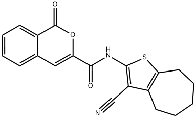N-(3-cyano-5,6,7,8-tetrahydro-4H-cyclohepta[b]thien-2-yl)-1-oxo-1H-isochromene-3-carboxamide Structure