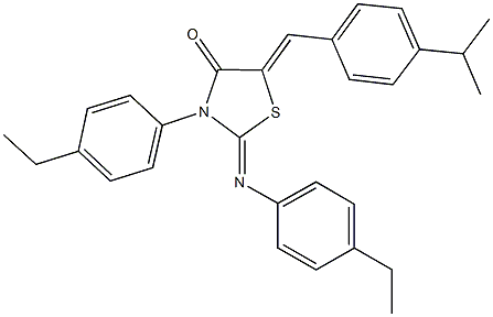 3-(4-ethylphenyl)-2-[(4-ethylphenyl)imino]-5-(4-isopropylbenzylidene)-1,3-thiazolidin-4-one 구조식 이미지