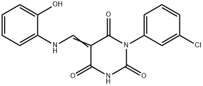 1-(3-chlorophenyl)-5-[(2-hydroxyanilino)methylene]-2,4,6(1H,3H,5H)-pyrimidinetrione Structure