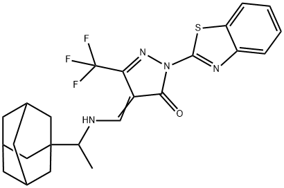 4-({[1-(1-adamantyl)ethyl]amino}methylene)-2-(1,3-benzothiazol-2-yl)-5-(trifluoromethyl)-2,4-dihydro-3H-pyrazol-3-one Structure
