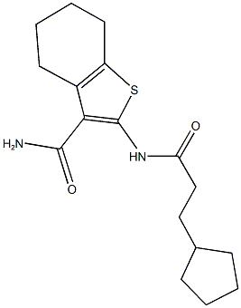 2-[(3-cyclopentylpropanoyl)amino]-4,5,6,7-tetrahydro-1-benzothiophene-3-carboxamide 구조식 이미지