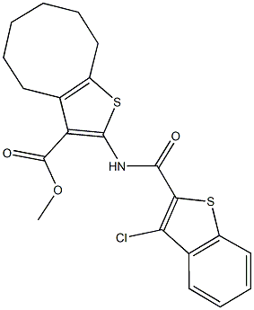 methyl 2-{[(3-chloro-1-benzothien-2-yl)carbonyl]amino}-4,5,6,7,8,9-hexahydrocycloocta[b]thiophene-3-carboxylate Structure