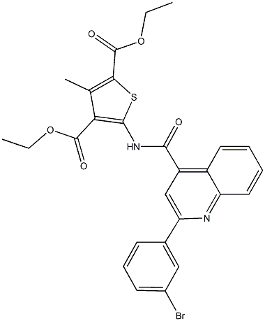 diethyl 5-({[2-(3-bromophenyl)-4-quinolinyl]carbonyl}amino)-3-methyl-2,4-thiophenedicarboxylate 구조식 이미지