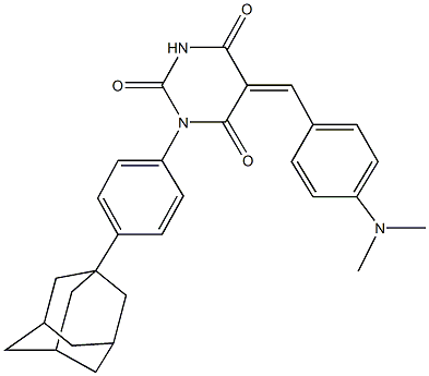 1-[4-(1-adamantyl)phenyl]-5-[4-(dimethylamino)benzylidene]-2,4,6(1H,3H,5H)-pyrimidinetrione Structure