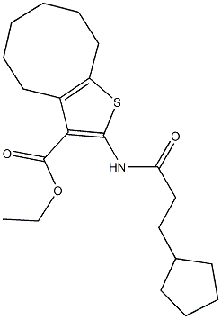 ethyl 2-[(3-cyclopentylpropanoyl)amino]-4,5,6,7,8,9-hexahydrocycloocta[b]thiophene-3-carboxylate 구조식 이미지