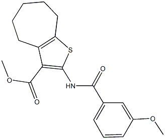 methyl 2-[(3-methoxybenzoyl)amino]-5,6,7,8-tetrahydro-4H-cyclohepta[b]thiophene-3-carboxylate 구조식 이미지