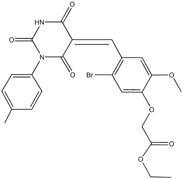 ethyl {5-bromo-2-methoxy-4-[(1-(4-methylphenyl)-2,4,6-trioxotetrahydro-5(2H)-pyrimidinylidene)methyl]phenoxy}acetate 구조식 이미지