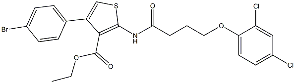 ethyl 4-(4-bromophenyl)-2-{[4-(2,4-dichlorophenoxy)butanoyl]amino}-3-thiophenecarboxylate Structure