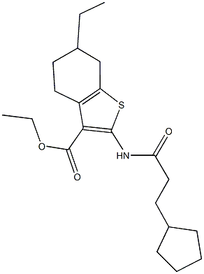 ethyl 2-[(3-cyclopentylpropanoyl)amino]-6-ethyl-4,5,6,7-tetrahydro-1-benzothiophene-3-carboxylate Structure