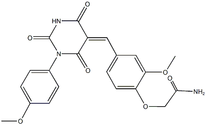 2-{2-methoxy-4-[(1-(4-methoxyphenyl)-2,4,6-trioxotetrahydro-5(2H)-pyrimidinylidene)methyl]phenoxy}acetamide 구조식 이미지