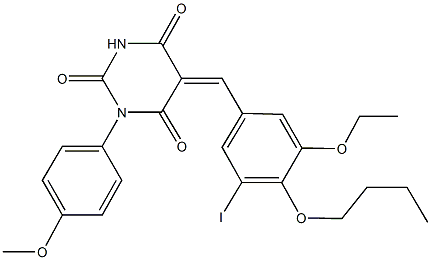 5-(4-butoxy-3-ethoxy-5-iodobenzylidene)-1-(4-methoxyphenyl)-2,4,6(1H,3H,5H)-pyrimidinetrione Structure