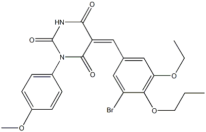 5-(3-bromo-5-ethoxy-4-propoxybenzylidene)-1-(4-methoxyphenyl)-2,4,6(1H,3H,5H)-pyrimidinetrione Structure