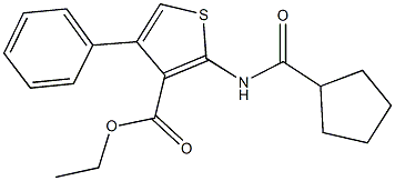 ethyl 2-[(cyclopentylcarbonyl)amino]-4-phenyl-3-thiophenecarboxylate 구조식 이미지