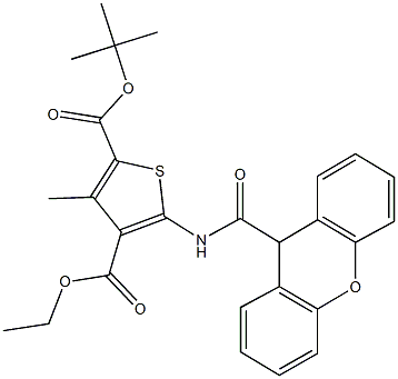 2-tert-butyl 4-ethyl 3-methyl-5-[(9H-xanthen-9-ylcarbonyl)amino]-2,4-thiophenedicarboxylate Structure