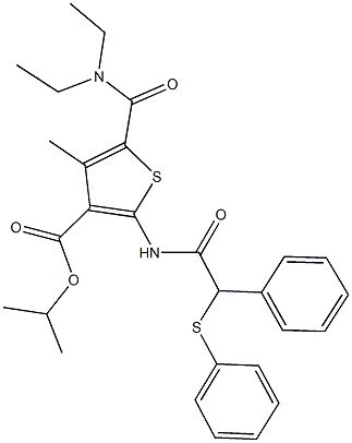 isopropyl 5-[(diethylamino)carbonyl]-4-methyl-2-{[phenyl(phenylsulfanyl)acetyl]amino}-3-thiophenecarboxylate 구조식 이미지