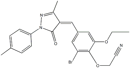 2-(2-bromo-6-ethoxy-4-{[3-methyl-1-(4-methylphenyl)-5-oxo-1,5-dihydro-4H-pyrazol-4-ylidene]methyl}phenoxy)acetonitrile Structure