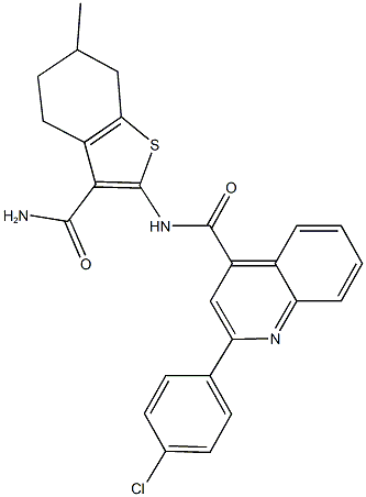 N-[3-(aminocarbonyl)-6-methyl-4,5,6,7-tetrahydro-1-benzothien-2-yl]-2-(4-chlorophenyl)-4-quinolinecarboxamide Structure