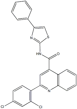 2-(2,4-dichlorophenyl)-N-(4-phenyl-1,3-thiazol-2-yl)-4-quinolinecarboxamide 구조식 이미지