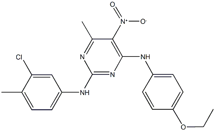 2-(3-chloro-4-methylanilino)-4-(4-ethoxyanilino)-5-nitro-6-methylpyrimidine Structure