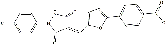 1-(4-chlorophenyl)-4-[(5-{4-nitrophenyl}-2-furyl)methylene]-3,5-pyrazolidinedione Structure