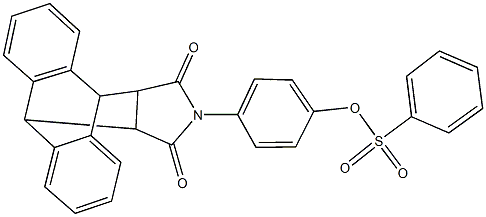 4-(16,18-dioxo-17-azapentacyclo[6.6.5.0~2,7~.0~9,14~.0~15,19~]nonadeca-2,4,6,9,11,13-hexaen-17-yl)phenyl benzenesulfonate 구조식 이미지