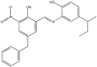 4-benzyl-2-{[(5-sec-butyl-2-hydroxyphenyl)imino]methyl}-6-nitrophenol Structure