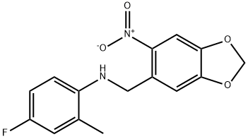 4-fluoro-2-methyl-N-[(6-nitro-1,3-benzodioxol-5-yl)methyl]aniline Structure