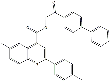 2-[1,1'-biphenyl]-4-yl-2-oxoethyl 6-methyl-2-(4-methylphenyl)-4-quinolinecarboxylate Structure