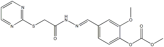 2-methoxy-4-{2-[(2-pyrimidinylsulfanyl)acetyl]carbohydrazonoyl}phenyl methyl carbonate 구조식 이미지