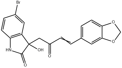 3-[4-(1,3-benzodioxol-5-yl)-2-oxo-3-butenyl]-5-bromo-3-hydroxy-1,3-dihydro-2H-indol-2-one Structure