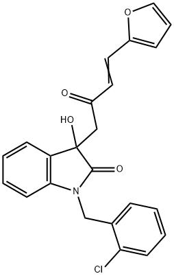 1-(2-chlorobenzyl)-3-[4-(2-furyl)-2-oxo-3-butenyl]-3-hydroxy-1,3-dihydro-2H-indol-2-one 구조식 이미지