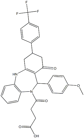 4-{11-(4-methoxyphenyl)-1-oxo-3-[4-(trifluoromethyl)phenyl]-1,2,3,4,5,11-hexahydro-10H-dibenzo[b,e][1,4]diazepin-10-yl}-4-oxobutanoic acid 구조식 이미지