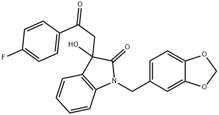 1-(1,3-benzodioxol-5-ylmethyl)-3-[2-(4-fluorophenyl)-2-oxoethyl]-3-hydroxy-1,3-dihydro-2H-indol-2-one Structure