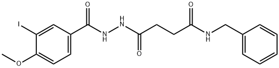 N-benzyl-4-[2-(3-iodo-4-methoxybenzoyl)hydrazino]-4-oxobutanamide Structure