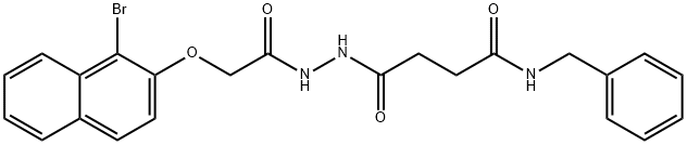 N-benzyl-4-(2-{[(1-bromo-2-naphthyl)oxy]acetyl}hydrazino)-4-oxobutanamide 구조식 이미지