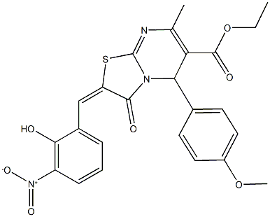 ethyl 2-{2-hydroxy-3-nitrobenzylidene}-5-(4-methoxyphenyl)-7-methyl-3-oxo-2,3-dihydro-5H-[1,3]thiazolo[3,2-a]pyrimidine-6-carboxylate Structure