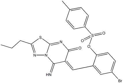 4-bromo-2-[(5-imino-7-oxo-2-propyl-5H-[1,3,4]thiadiazolo[3,2-a]pyrimidin-6(7H)-ylidene)methyl]phenyl 4-methylbenzenesulfonate Structure