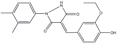 1-(3,4-dimethylphenyl)-4-(3-ethoxy-4-hydroxybenzylidene)-3,5-pyrazolidinedione Structure