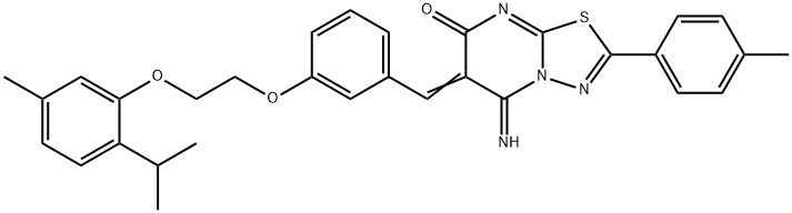 5-imino-6-{3-[2-(2-isopropyl-5-methylphenoxy)ethoxy]benzylidene}-2-(4-methylphenyl)-5,6-dihydro-7H-[1,3,4]thiadiazolo[3,2-a]pyrimidin-7-one Structure