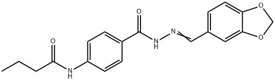 N-(4-{[2-(1,3-benzodioxol-5-ylmethylene)hydrazino]carbonyl}phenyl)butanamide 구조식 이미지